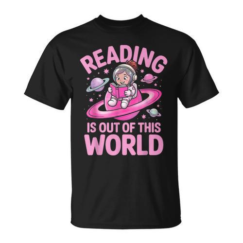Reading Is Out Of This World Astronaut Reading Book Space T-Shirt - Bookorys