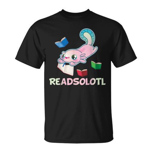 Readsolotl Axolotls Funny Kids Reading Fish Books Lizard T-Shirt - Bookorys