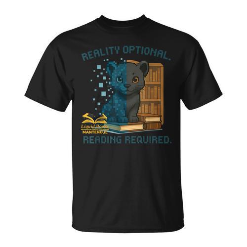 Reality Optional Reading Required Gamer Panther Book T-Shirt - Bookorys