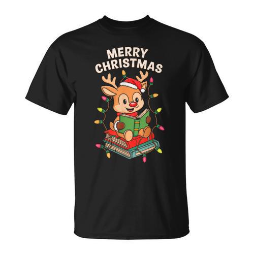 Reindeer Merry Christmas Books Matching Men Women Kids T-Shirt - Bookorys DE