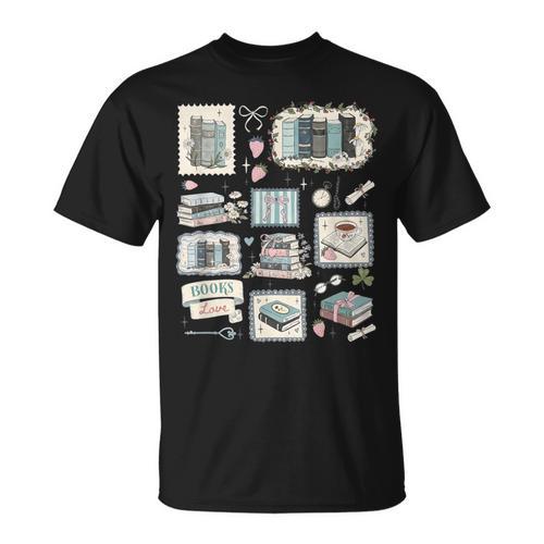 Retro Bookish Collage Vintage Librarian Cottagecore Book T-Shirt - Bookorys