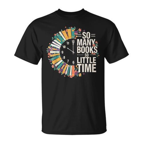 Retro So Many Books Little Time Book Clock Reading T-Shirt - Bookorys