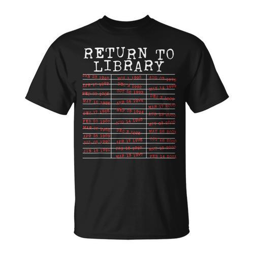 Return To Library Vintage Due Date Stamp Book Lover T-Shirt - Bookorys