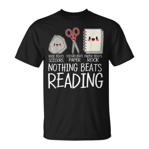 Rock Paper Scissors Nothing Beats Reading Book Lover Humor T-Shirt - Bookorys AU