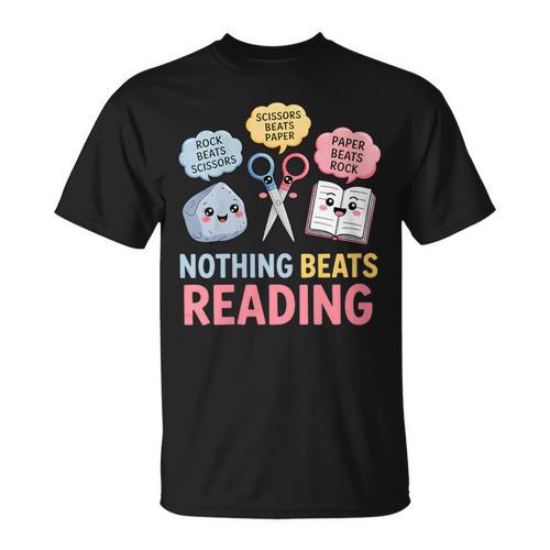 Rock Paper Scissors Nothing Beats Reading Book Lover T-Shirt - Bookorys DE