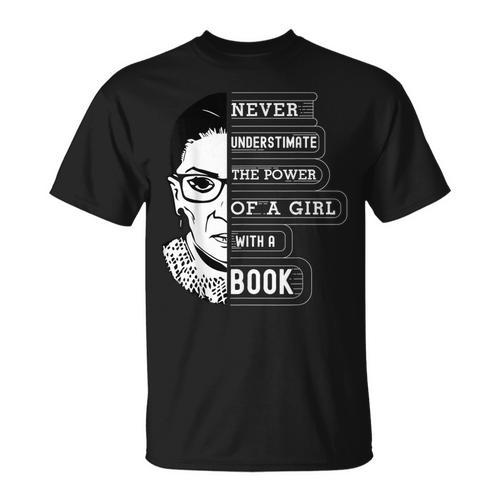 Ruth Bader Ginsburg Shirt Girl With A Book Political Resist T-Shirt - Bookorys CA
