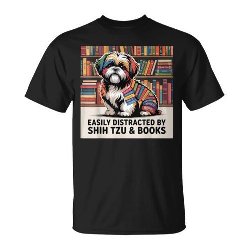 Shih Tzu Dog Shihtzu Dog Books Nerds Reader Shitzhu Shih Tzu T-Shirt - Bookorys