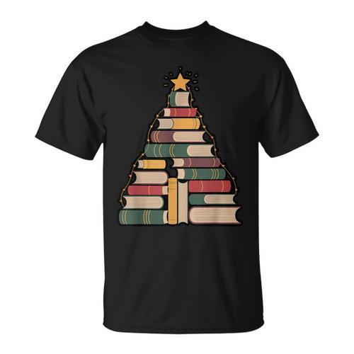 Snowy Book Tree Christmas For Readers And Librarians T-Shirt - Bookorys