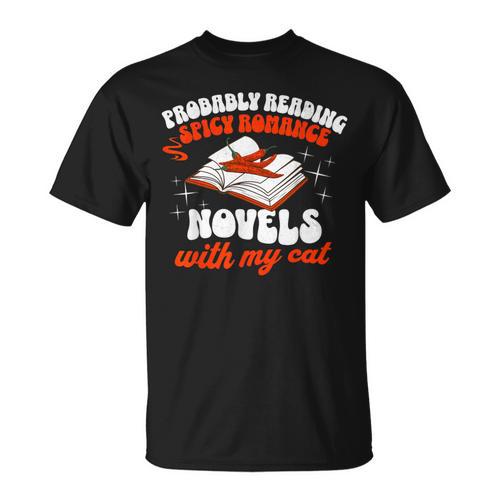Spicy Books Reading Spicy Romance Novels & Cat Smut Reader T-Shirt - Bookorys AU