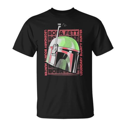 Star Wars The Book Of Boba Fett Helmet Text Stack T-Shirt - Bookorys