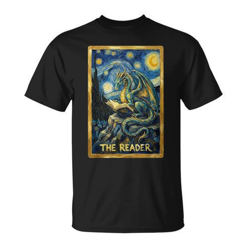 Starry Dragon Reading Book The Reader Fantasy Reader T-Shirt - Bookorys UK