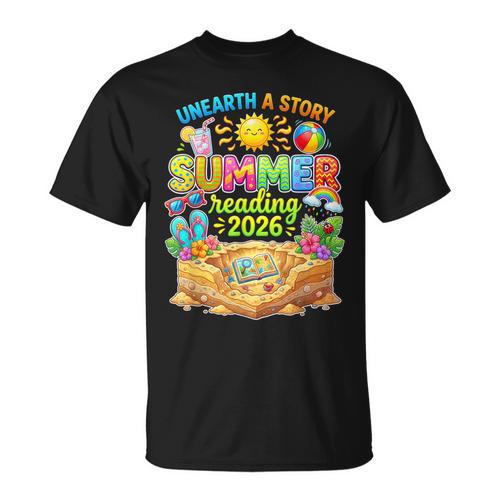 Summer Reading 2026 Unearth a Story Book Reading T-Shirt - Bookorys AU