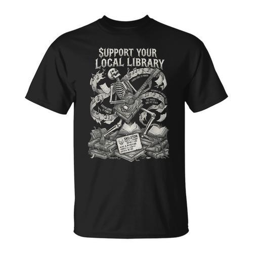 Support Your Local Library Goth Book T-Shirt - Bookorys UK