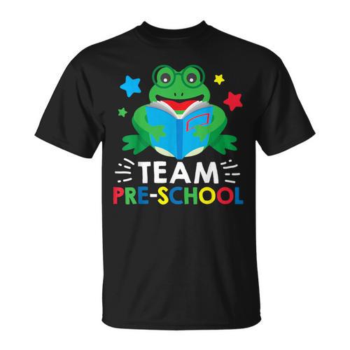 Team Pre-School Reading Frog Back To School Book Lover T-Shirt - Bookorys DE
