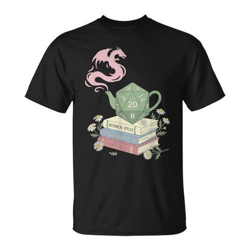 Teapot Dragon Books RPG Cozy Gamer Fantasy Tea Lover T-Shirt - Bookorys AU