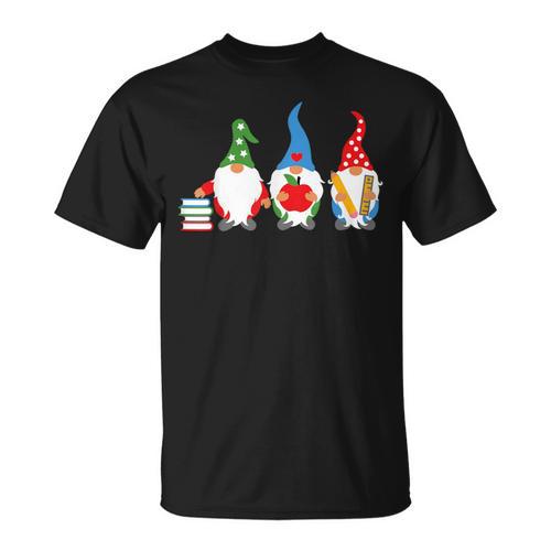 Three Gnomes School Books Pencil Apple Student Teacher For Men Women Girls Kids T-Shirt - Bookorys DE