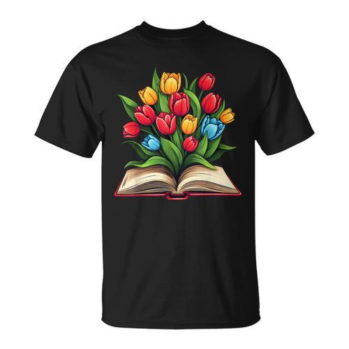 Tulips Flowers Book Floral T-Shirt - Bookorys UK