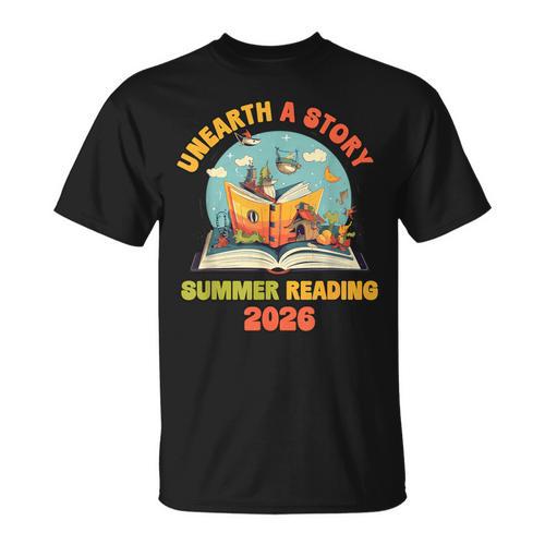 Unearth a Story Summer Reading 2026 Librarian Book Library T-Shirt - Bookorys CA