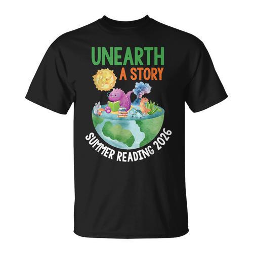 Unearth A Story Summer Reading Program 2026 Animals Book T-Shirt - Bookorys DE