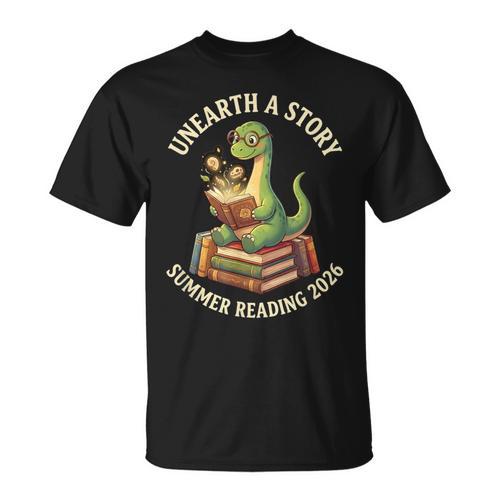 Unreath a Story Summer Library Reading 2026 Dinosaur Book T-Shirt - Bookorys AU
