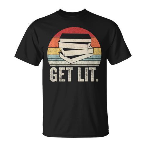 Vintage Retro Get Lit With Books Book Reading Lover T-Shirt - Bookorys DE