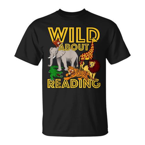 Wild About Reading Back To School Teacher Books Read T-Shirt - Bookorys