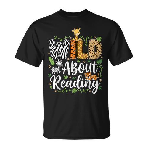 Wild About Reading Books Reader Lover Librarian Bookworm T-Shirt - Bookorys DE