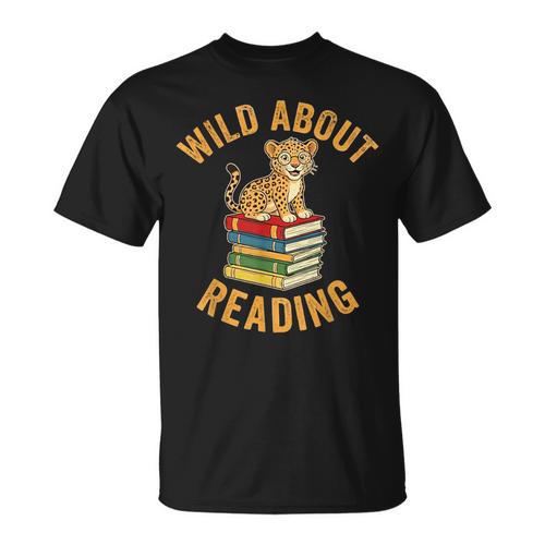 Wild About Reading Cute Leopard Teacher Kids Book Lover T-Shirt - Bookorys