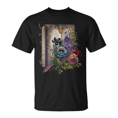 Wildflower Summer Floral Book Horror Gothic Graphic T-Shirt - Bookorys AU