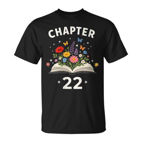 Women's Chapter 22 Years Old 22nd Birthday Celebration Floral Book T-Shirt - Bookorys CA