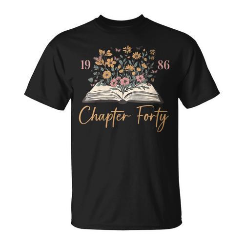 Women's Chapter Forty 1986 40th Birthday Wildflower Book 40 Year Old T-Shirt - Bookorys