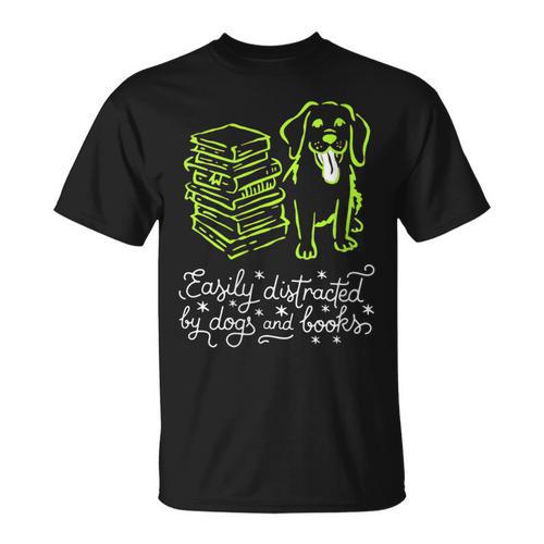 Women's Distracted By Books And Dogs Reader Graphic T-Shirt - Bookorys