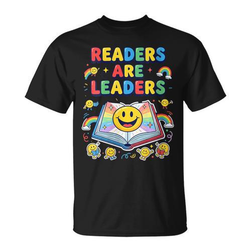 Women's Readers Are Leaders Reading Book Lovers Teacher Rainbow Kids T-Shirt - Bookorys UK