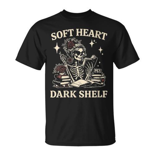 Women's Soft Heart Dark Shelf Dark Romance Book Lover Skeleton Goth T-Shirt - Bookorys DE