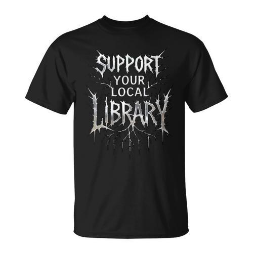 Women's Support Your Local Library Death Metal And Hardcore Book T-Shirt - Bookorys CA