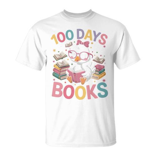 100 Days In The Books Goose Reading 100th Day Of School T-Shirt - Bookorys
