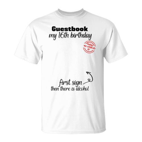 16th Birthday Boy Girl Guest Book Teenie Birthday T-Shirt - Bookorys