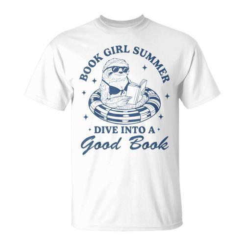 Book Girl Summer Bookish Sloth Beach Vacation T-Shirt - Bookorys