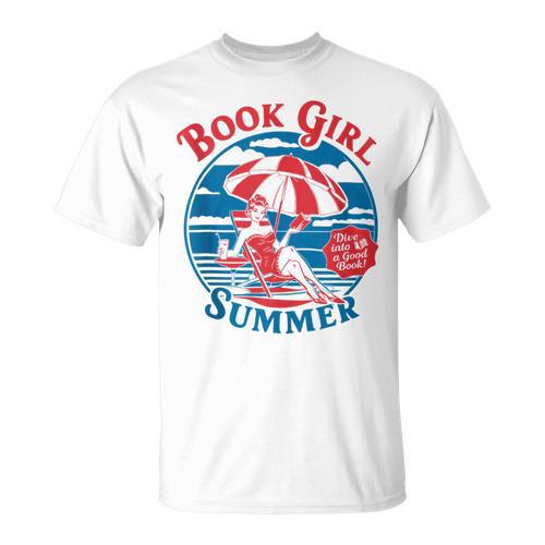 Book Girl Summer Women Retro Bookish Vacation Reader T-Shirt - Bookorys CA