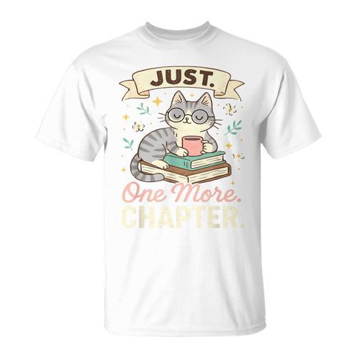 Book Lover Cute Cat Coffee Just 1 More Chapter Cozy Reading T-Shirt - Bookorys