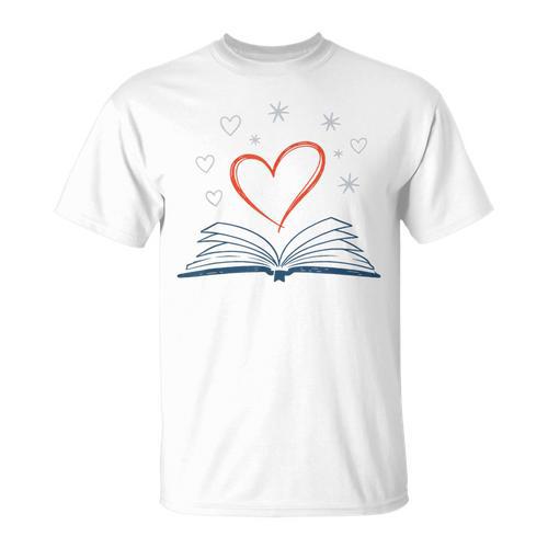 Book Reading Love Heart Library T-Shirt - Bookorys UK
