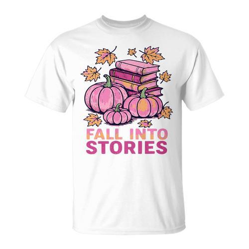 Bookcore Coquette Pinkoween Fall Into Stories Books Premium Tri-Blend T-Shirt - Bookorys AU
