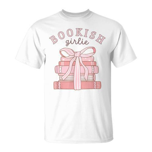 Bookish Girlie Coquette Bow Book Lover Pink Feminine Reader T-Shirt - Bookorys AU