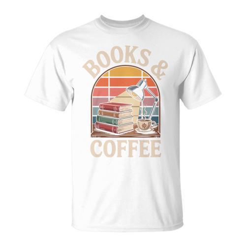 Books And Coffee Reading Book Lover Bookworm T-Shirt - Bookorys