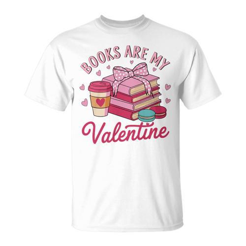 Books Are My Valentine Coquette Bow Bookworm Pink Books T-Shirt - Bookorys AU