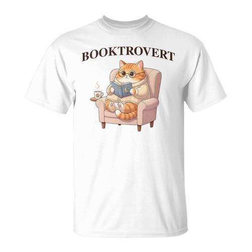 BOOKTROVERT Cute Cat With Tea Cozy Sweater And Book T-Shirt - Bookorys AU