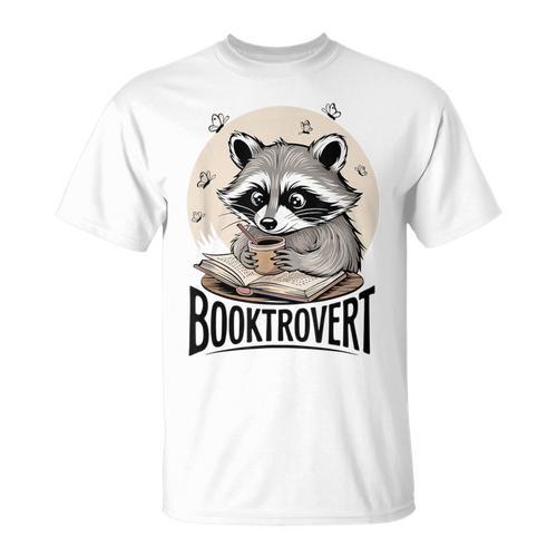 Booktrovert Raccoon Reading And Coffee For Book Lover T-Shirt - Bookorys AU