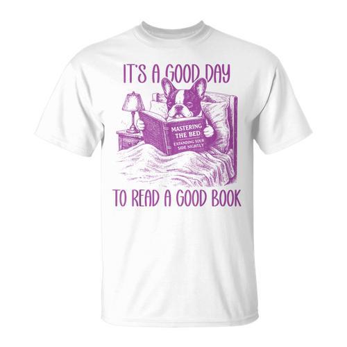 Boston Terrier Reading Book Good Day To Read a Book T-Shirt - Bookorys AU