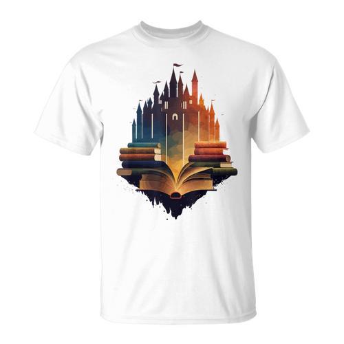 Castle Of Books Imagination Art Book Lover T-Shirt - Bookorys DE