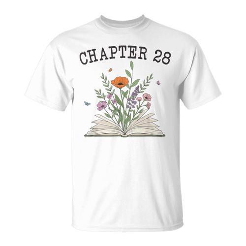 Chapter 28 Book Lovers & Readers 28th Birthday Wildflowers T-Shirt - Bookorys DE